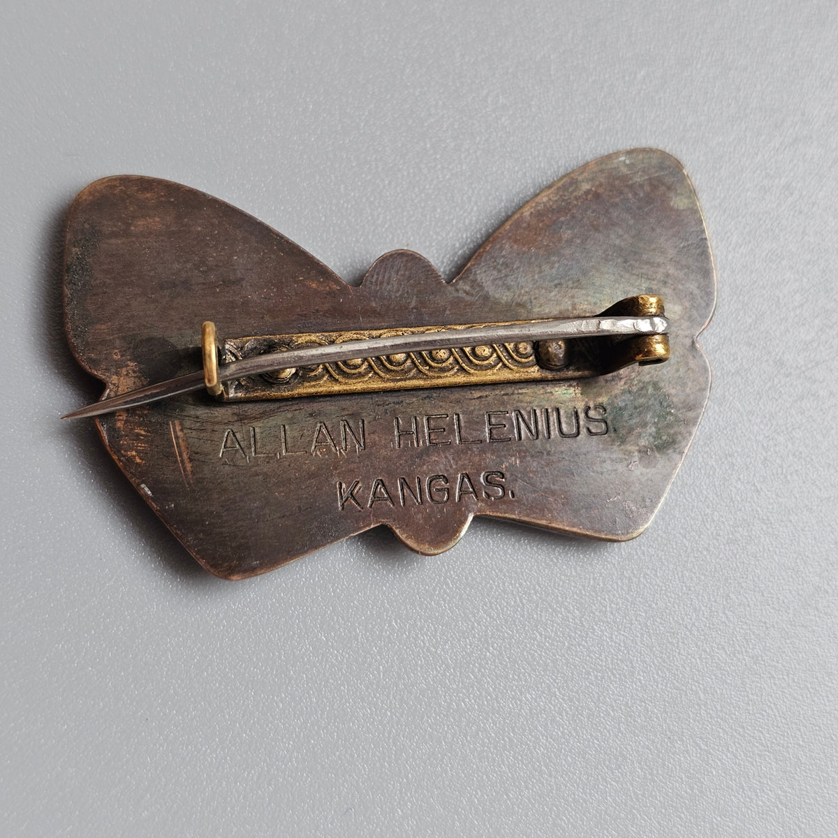 Antique Arts & Crafts Era 1910s Finnish Copper Butterfly Brooch by Allan Helenius