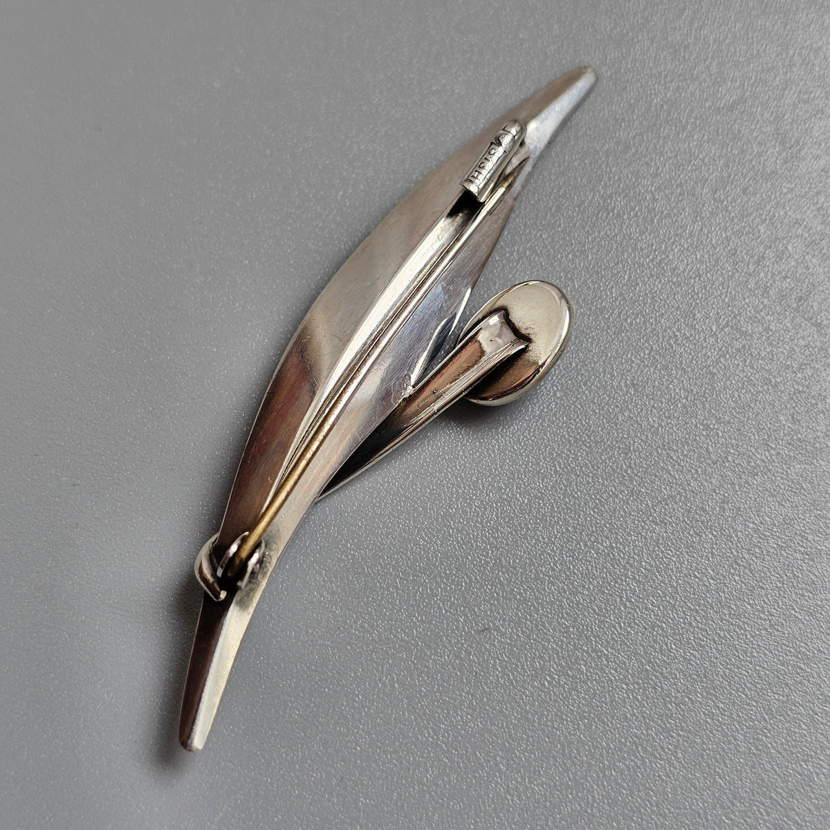 Vintage Finnish Modernist Silver & Spectrolite Flower Brooch by Elis Kauppi Kupittaan Kulta