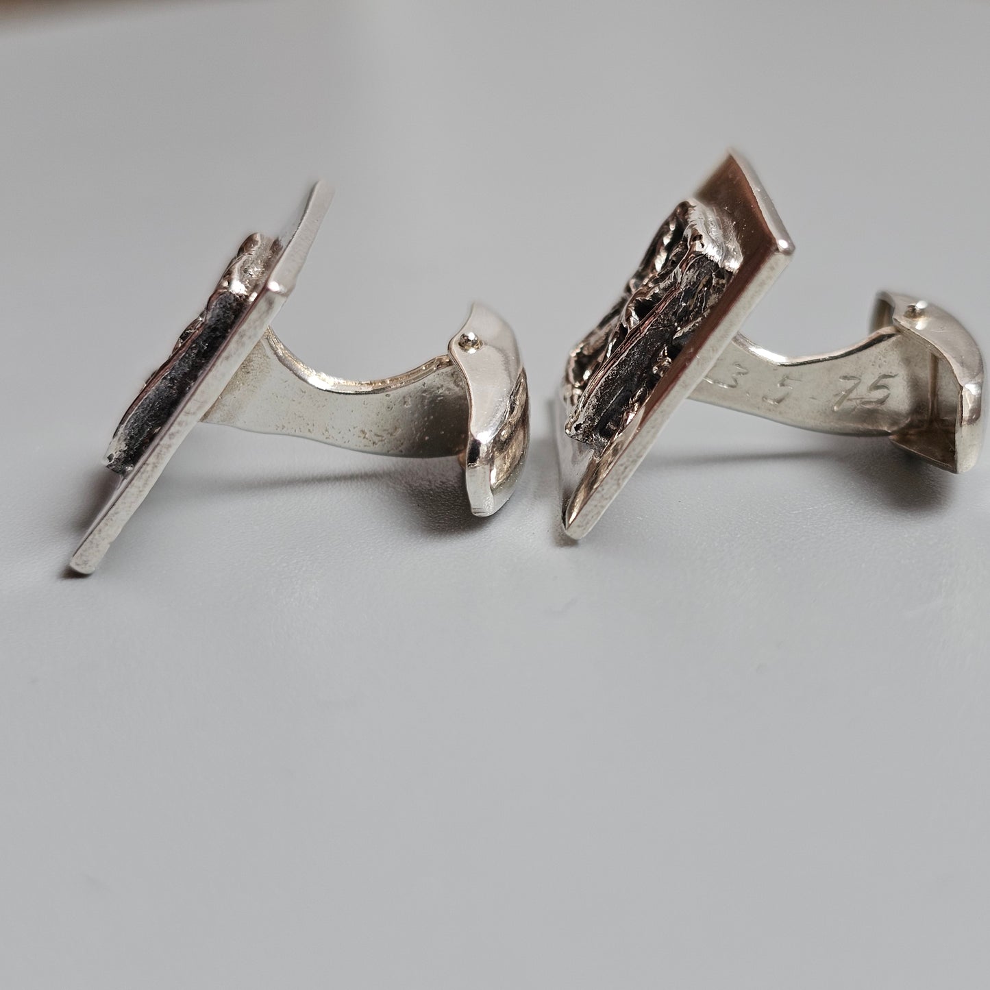 Vintage Modernist 1970s Pentti Sarpaneva Finnish Silver Pitsi Cufflinks 1976