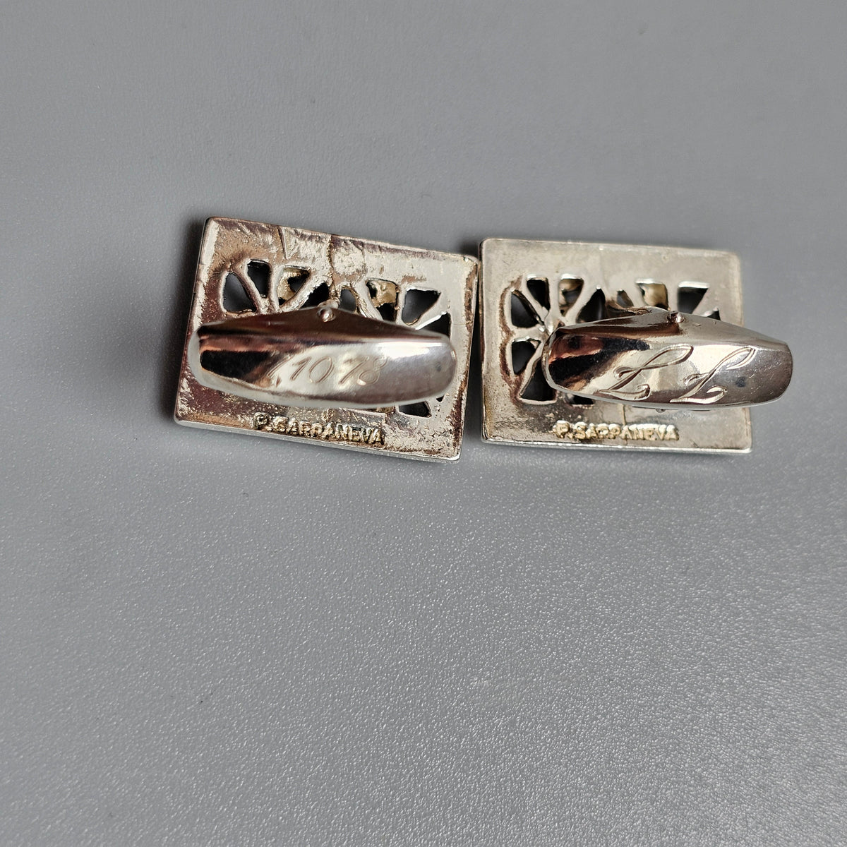 Vintage Modernist 1970s Pentti Sarpaneva Finnish Silver Pitsi Cufflinks 1976