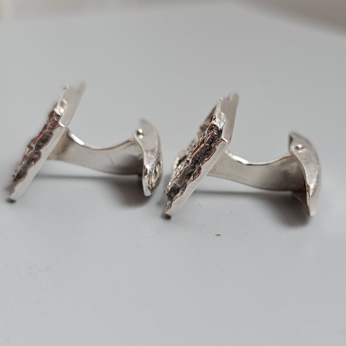 Vintage Brutalist 1970s Pentti Sarpaneva Finnish Silver Pitsi Cufflinks 1973