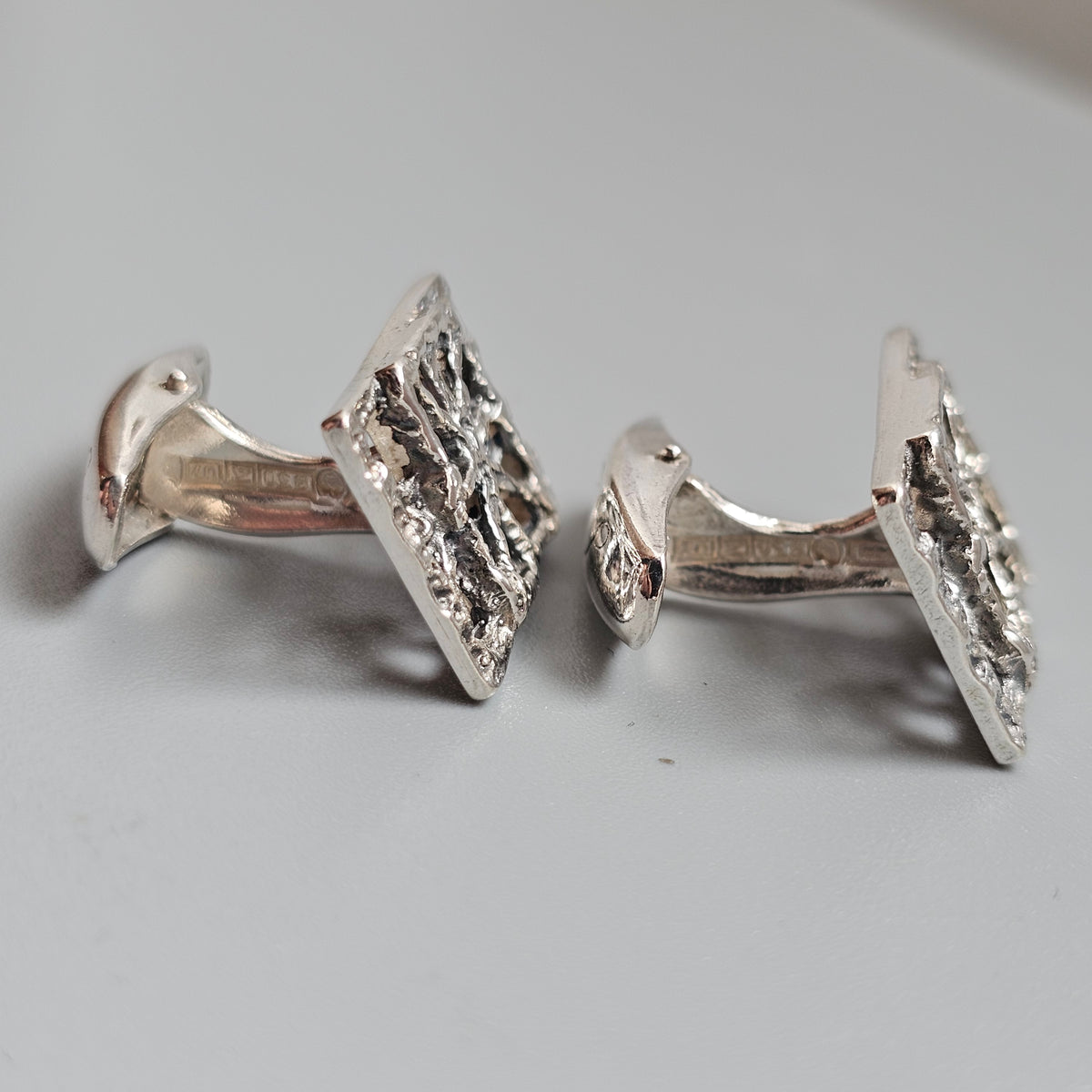 Vintage Brutalist 1970s Pentti Sarpaneva Finnish Silver Pitsi Cufflinks 1973