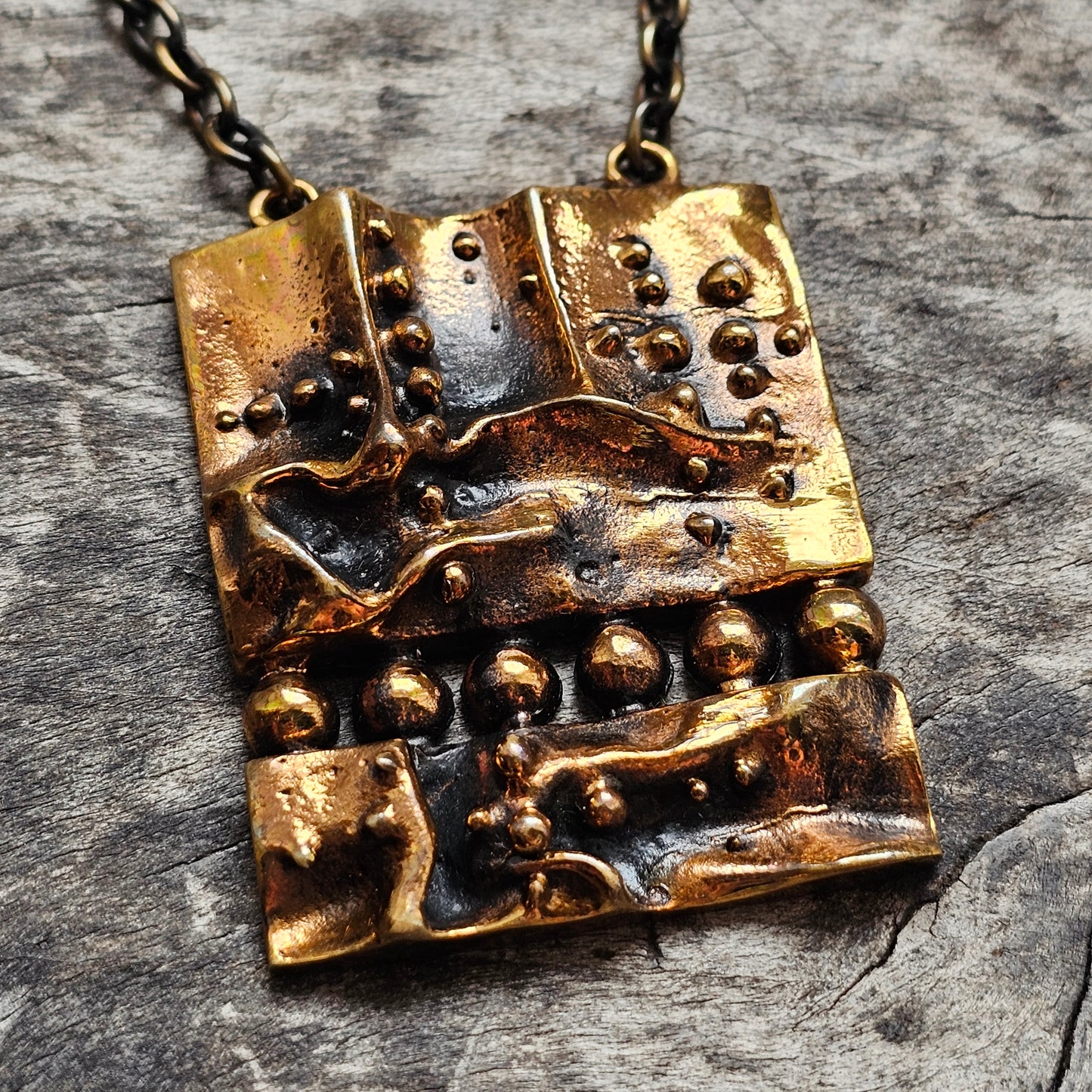 Vintage Modernist Bronze Necklace by Hannu Ikonen for Valo-Koru