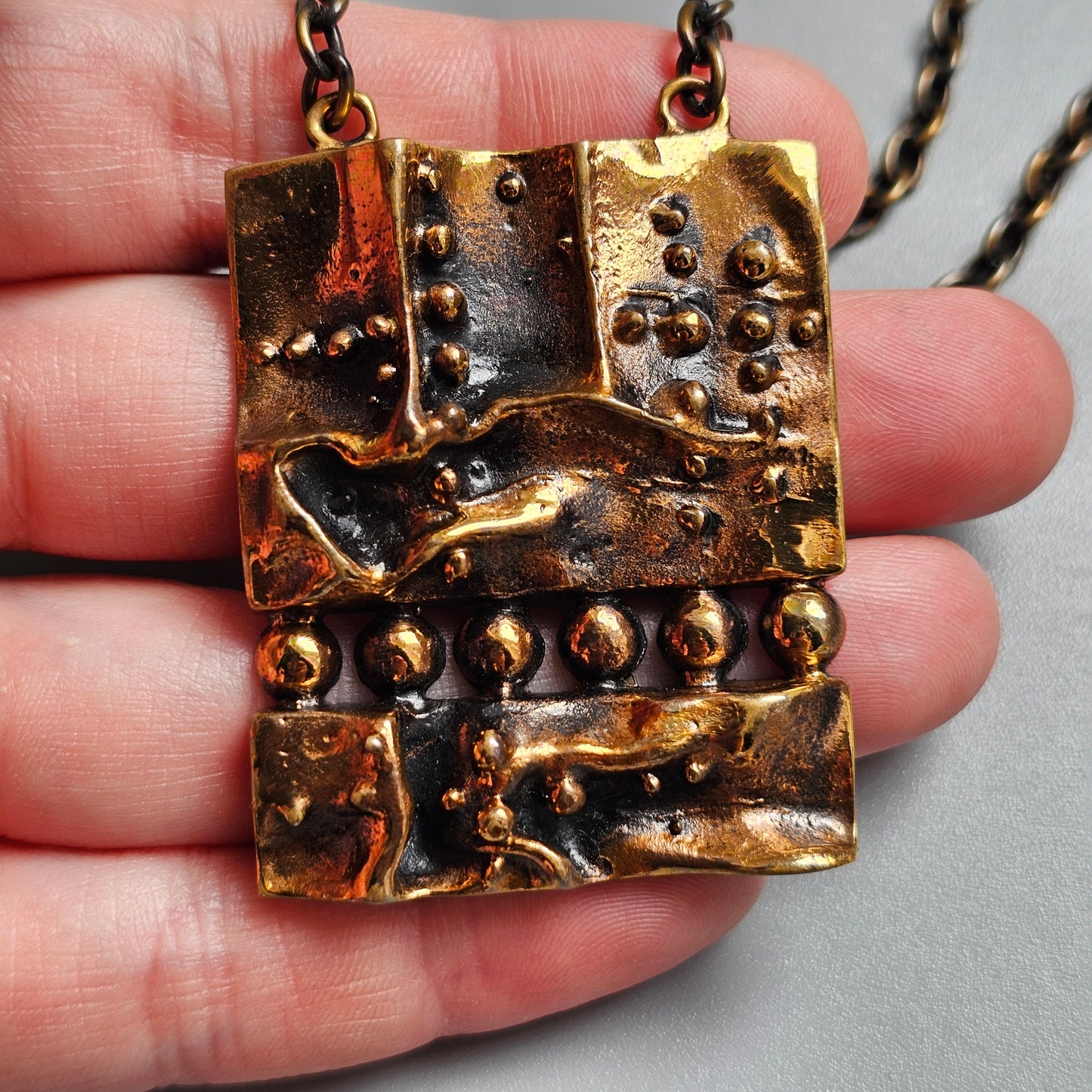 Vintage Modernist Bronze Necklace by Hannu Ikonen for Valo-Koru