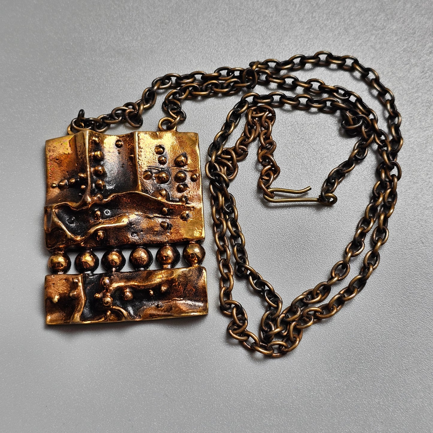 Vintage Modernist Bronze Necklace by Hannu Ikonen for Valo-Koru
