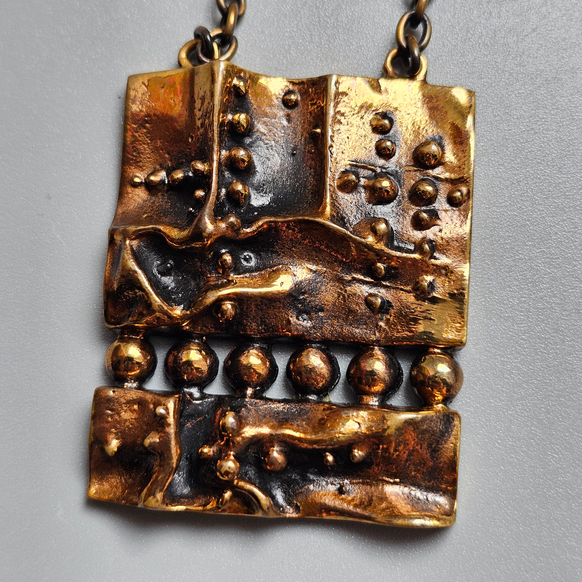 Vintage Modernist Bronze Necklace by Hannu Ikonen for Valo-Koru