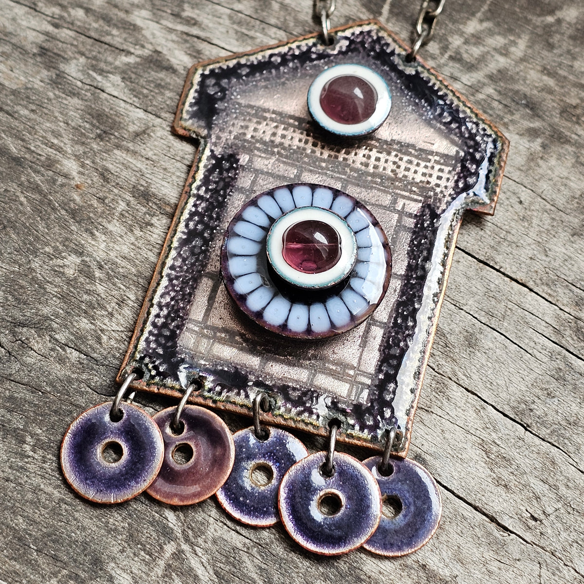Vintage 1960s 1970s Pirkko Kettunen Finnish Enamel Copper Necklace