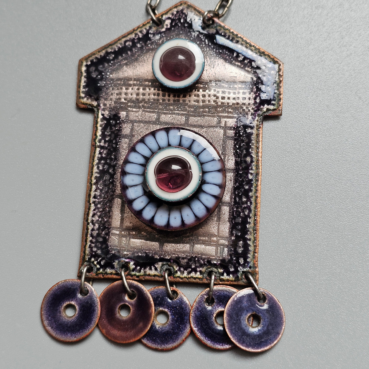 Vintage 1960s 1970s Pirkko Kettunen Finnish Enamel Copper Necklace