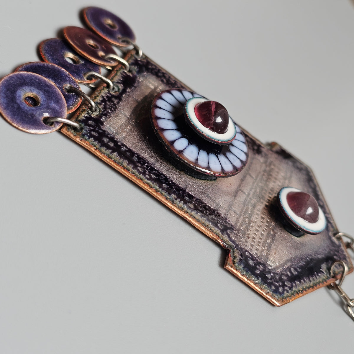 Vintage 1960s 1970s Pirkko Kettunen Finnish Enamel Copper Necklace