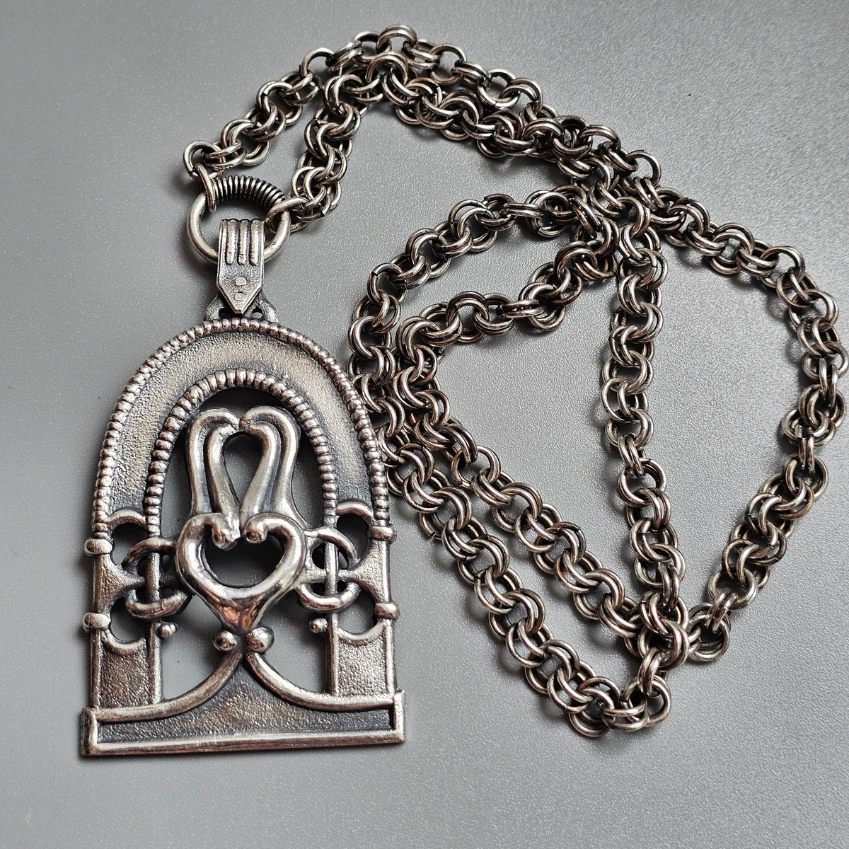 Vintage Kalevala Koru Ancient Finnish Silver Plated Pendant Necklace