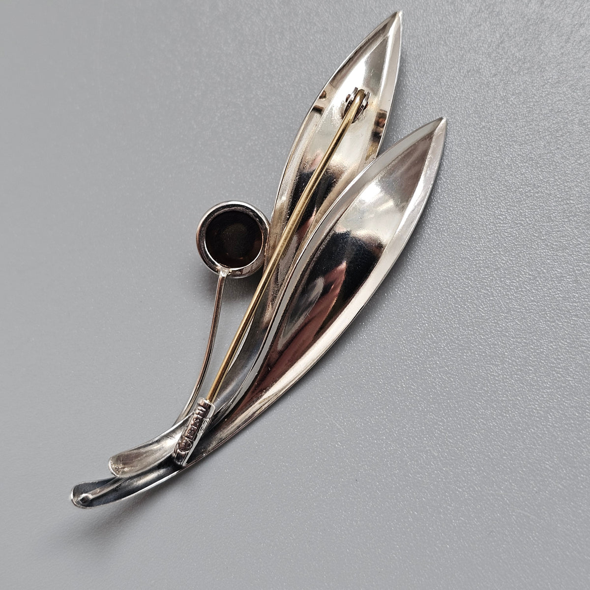 Vintage 50s Modernist Silver & Smoky Quartz Flower Brooch Elis Kauppi Kupittaan Kulta 1959