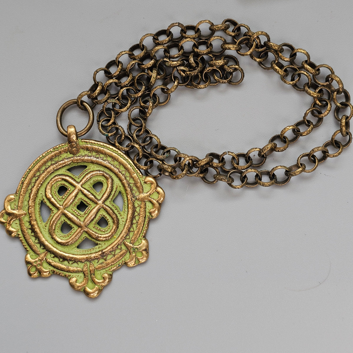 Vintage Kalevala Koru Viking Age Bronze Pendant Necklace Finland