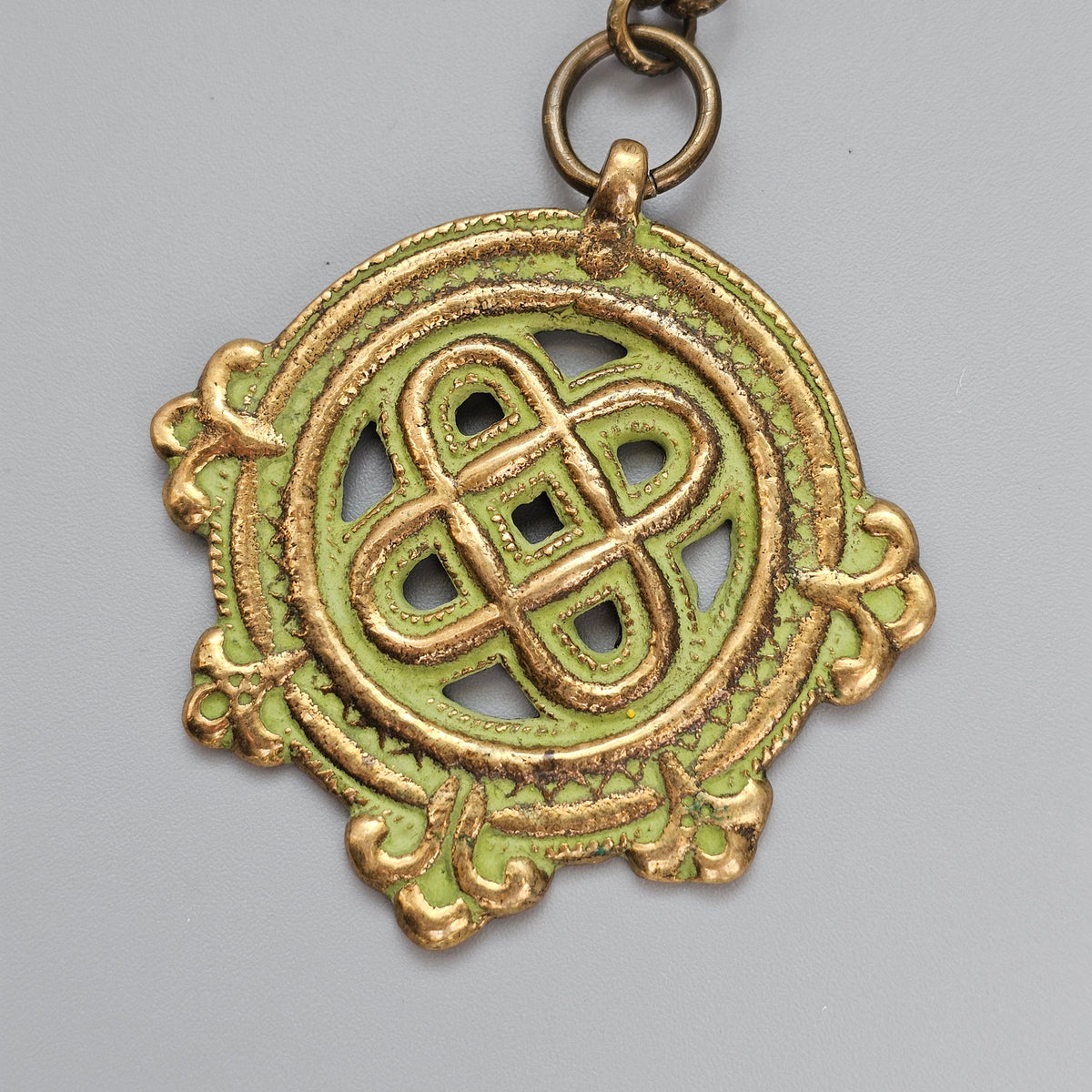 Vintage Kalevala Koru Viking Age Bronze Pendant Necklace Finland
