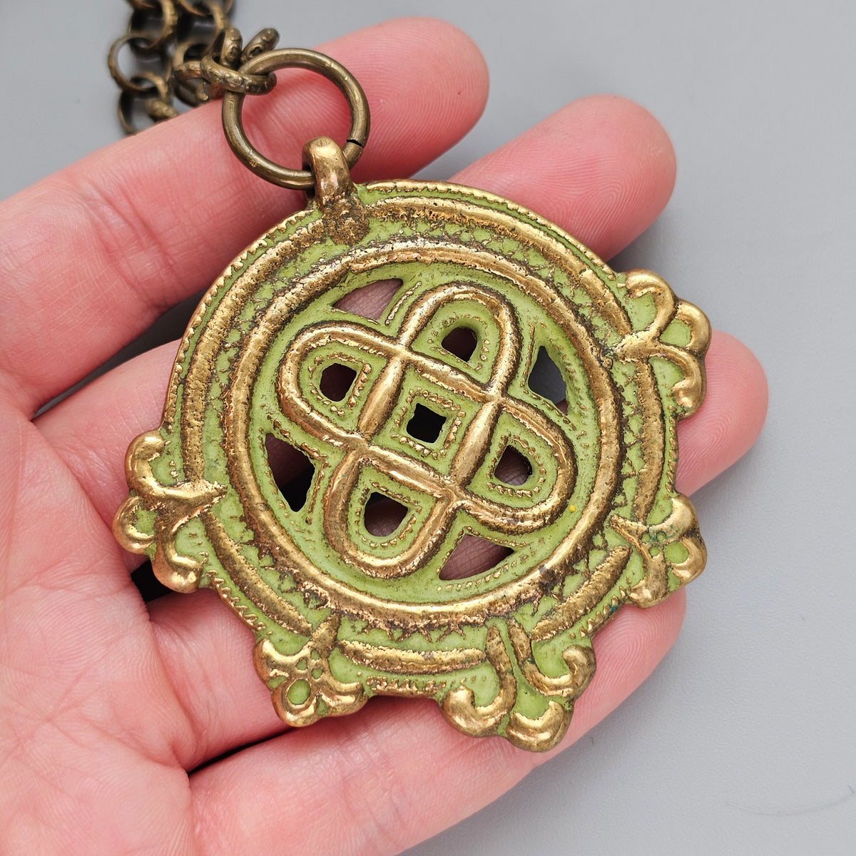 Vintage Kalevala Koru Viking Age Bronze Pendant Necklace Finland