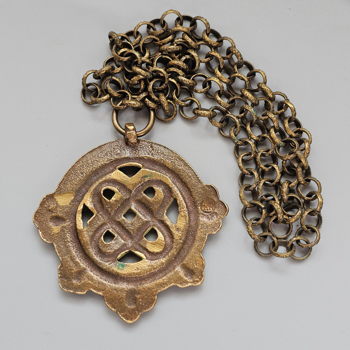 Vintage Kalevala Koru Viking Age Bronze Pendant Necklace Finland