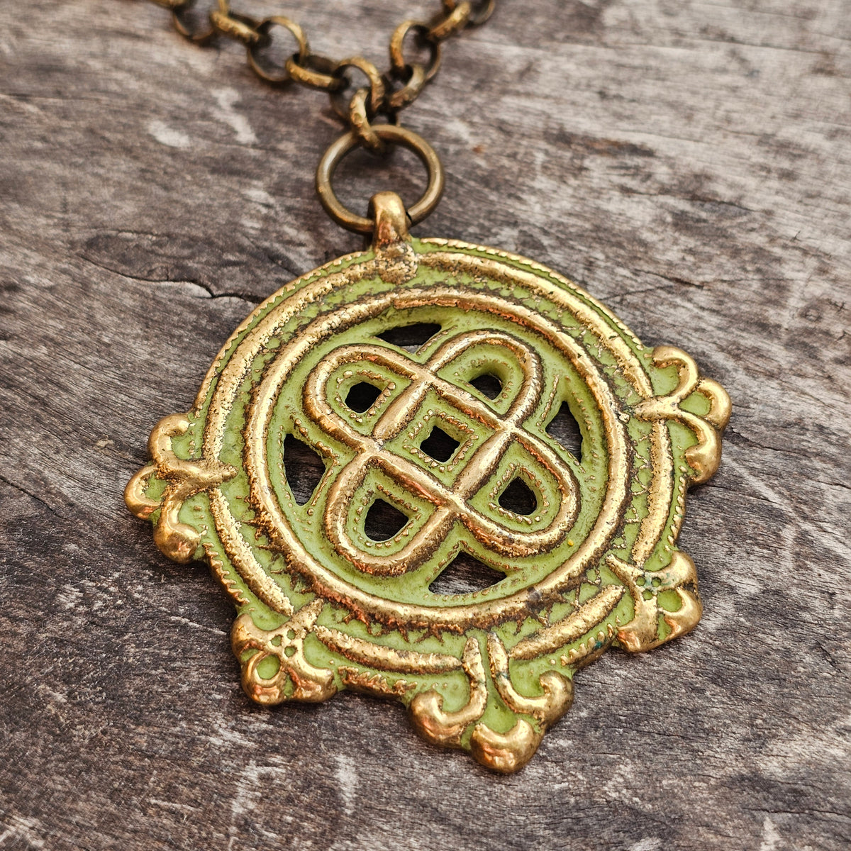 Vintage Kalevala Koru Viking Age Bronze Pendant Necklace Finland