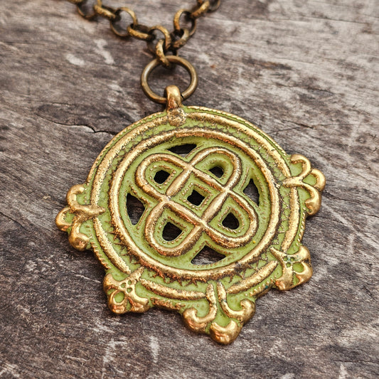 Vintage Kalevala Koru Viking Age Bronze Pendant Necklace Finland