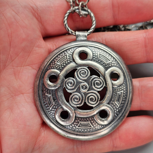 Vintage Nordic Folk Style Spiral Pendant Necklace Ancient Revival