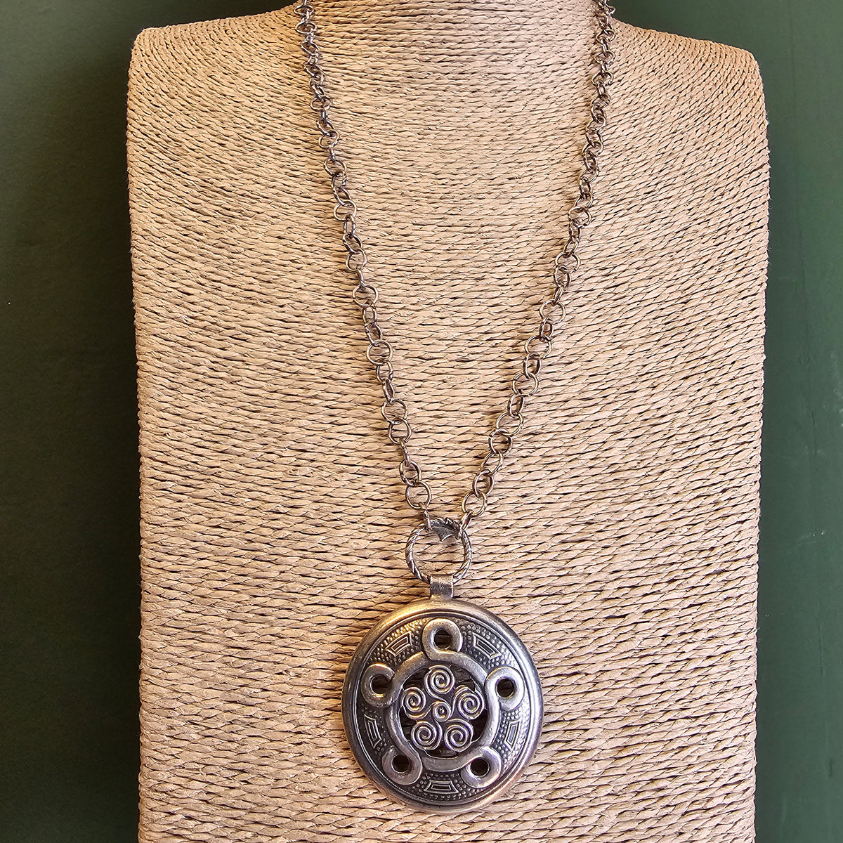 Vintage Nordic Folk Style Spiral Pendant Necklace Ancient Revival
