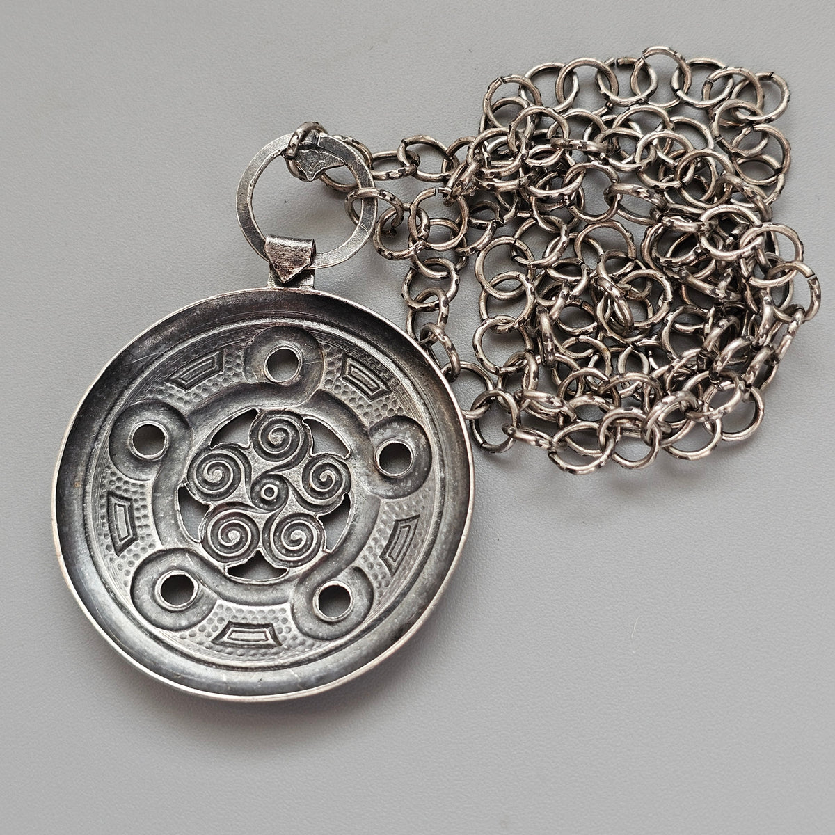 Vintage Nordic Folk Style Spiral Pendant Necklace Ancient Revival