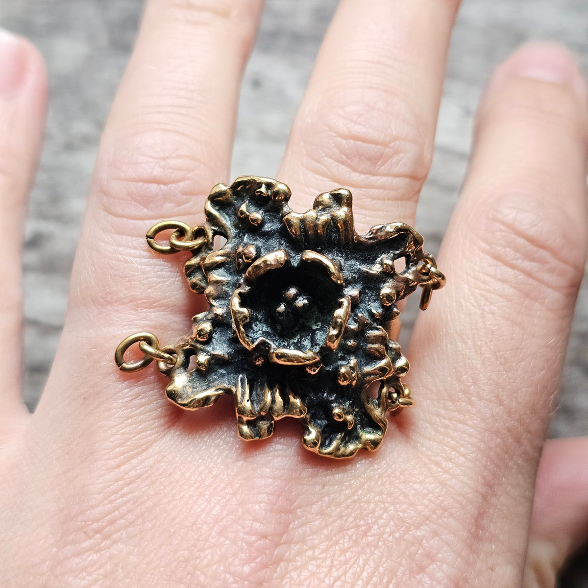 Vintage 1970s Pentti Sarpaneva Kaarna Finnish Bronze Brutalist Ring