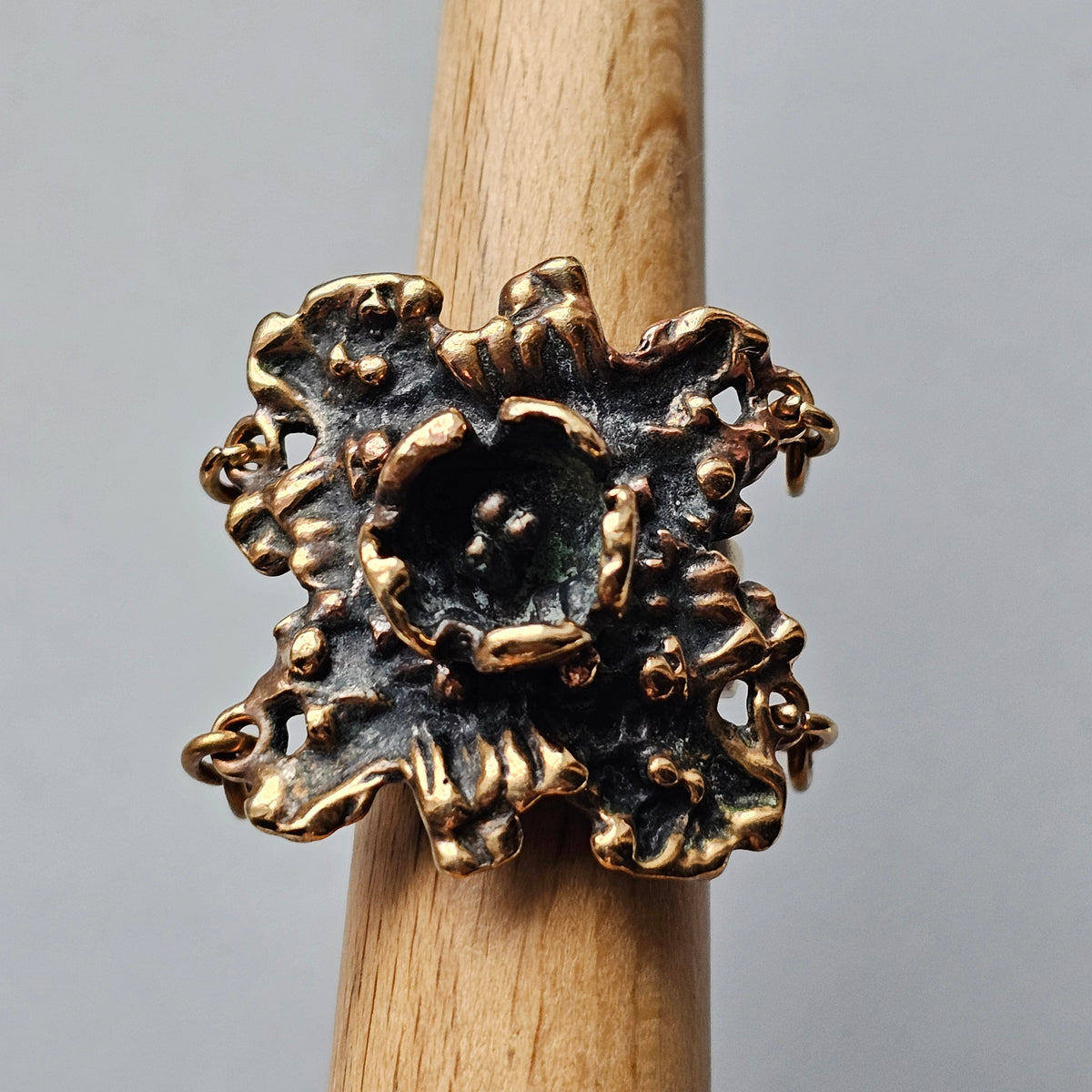 Vintage 1970s Pentti Sarpaneva Kaarna Finnish Bronze Brutalist Ring