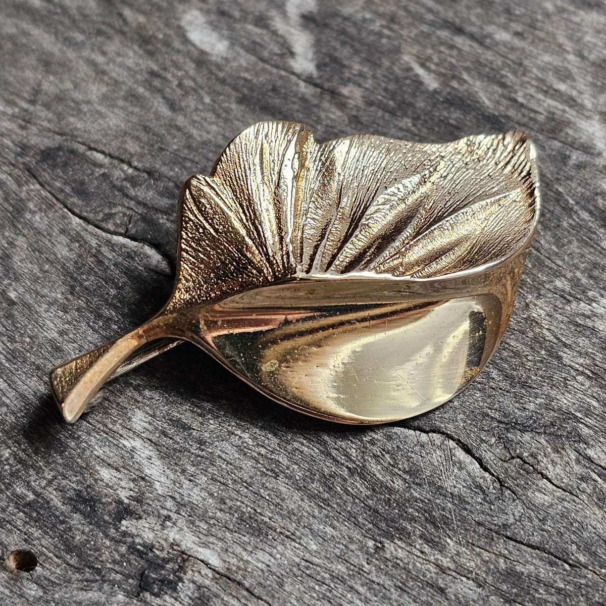 Vintage Finnish Bronze Leaf Brooch Mid Century Modern