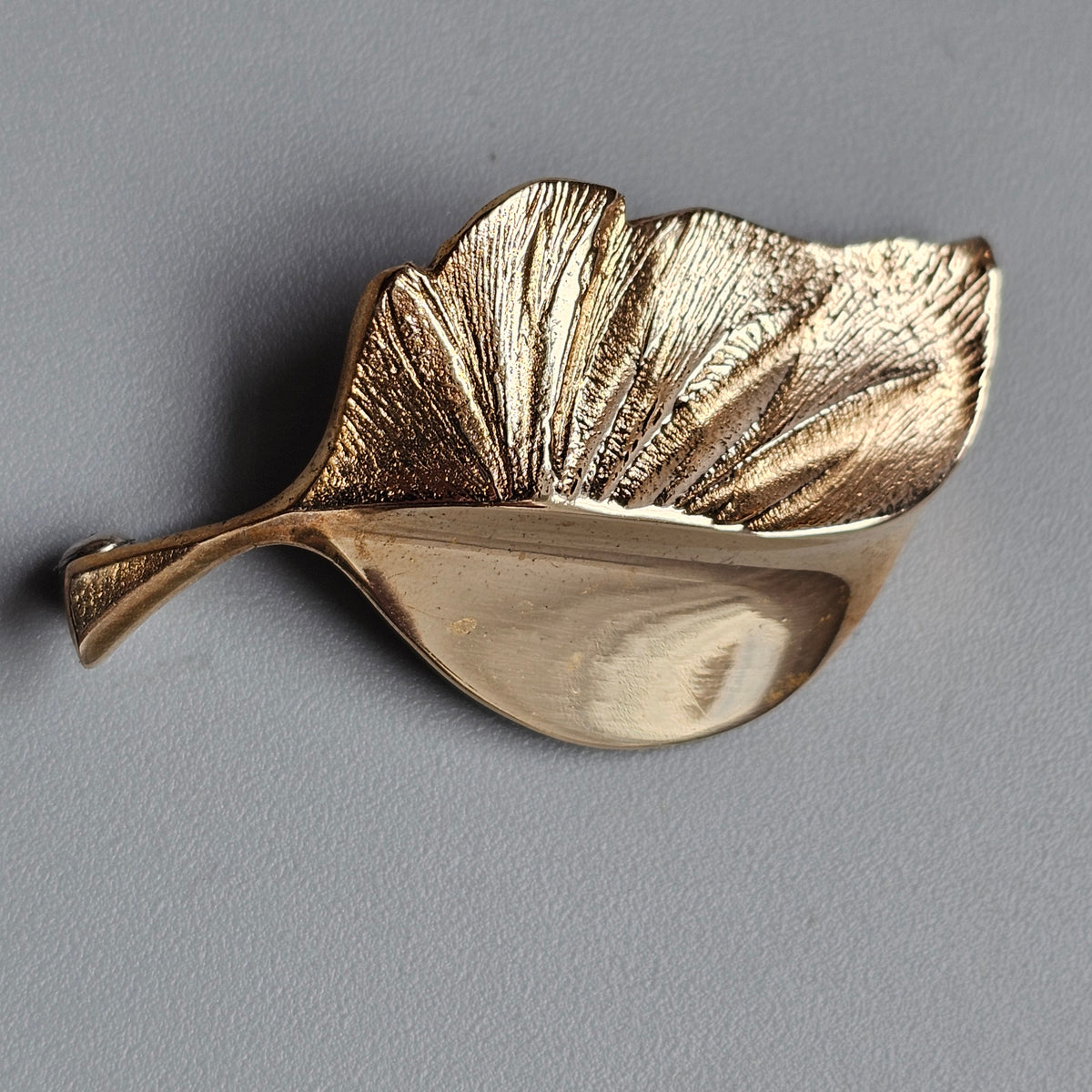 Vintage Finnish Bronze Leaf Brooch Mid Century Modern