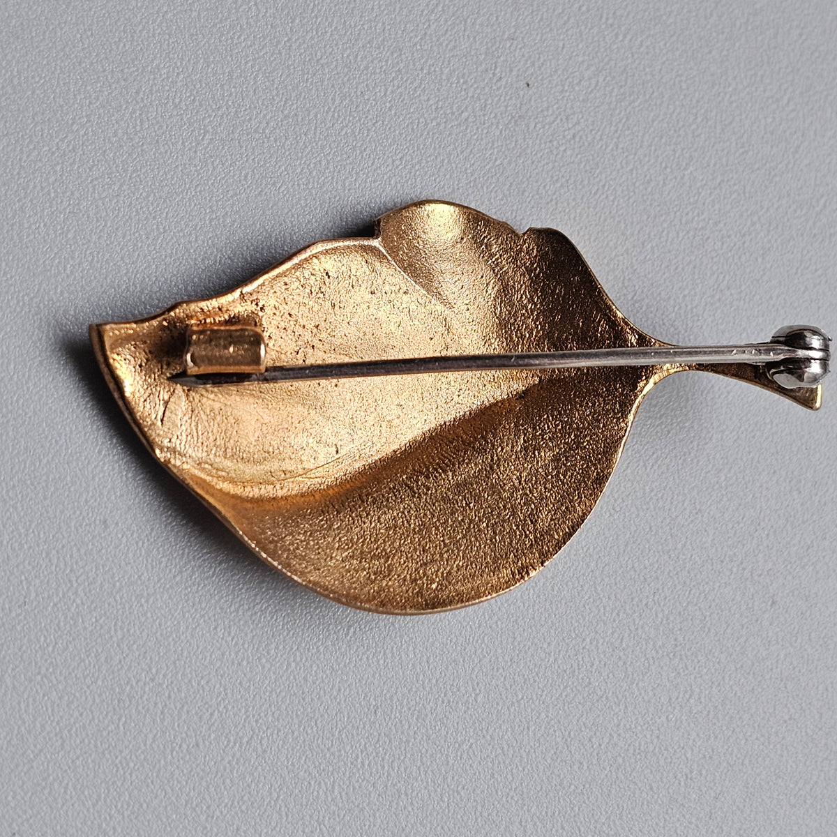 Vintage Finnish Bronze Leaf Brooch Mid Century Modern