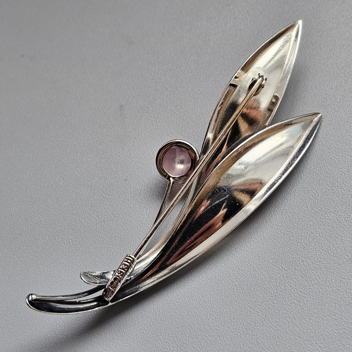 Vintage 60s Modernist Silver Rose Quartz Flower Brooch Elis Kauppi Kupittaan Kulta 1962