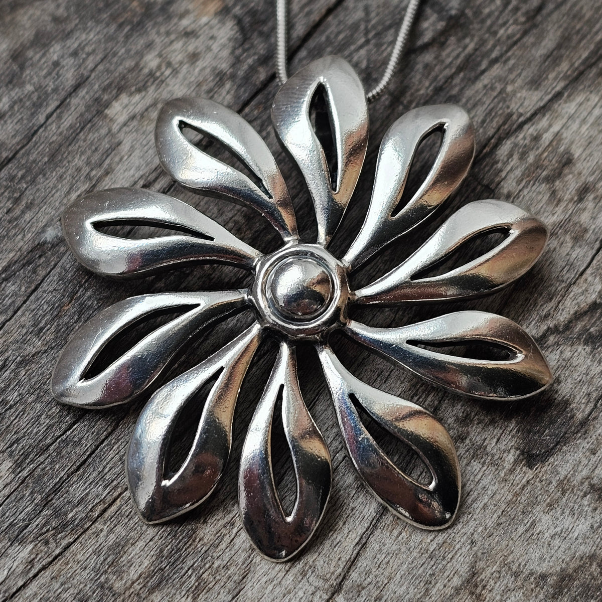 Vintage 1980s Richard Aaboe Danish Sterling Silver Flower Pendant