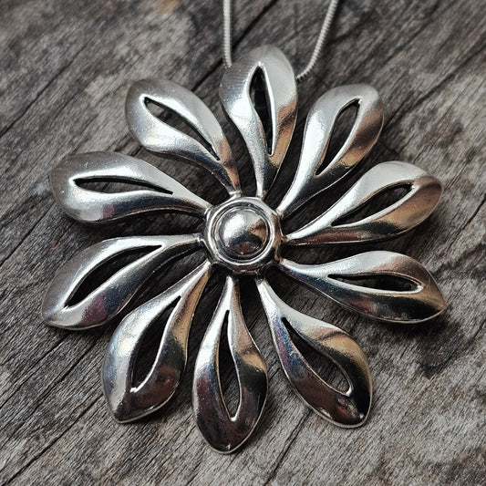 Vintage 1980s Richard Aaboe Danish Sterling Silver Flower Pendant