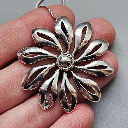 Vintage 1980s Richard Aaboe Danish Sterling Silver Flower Pendant