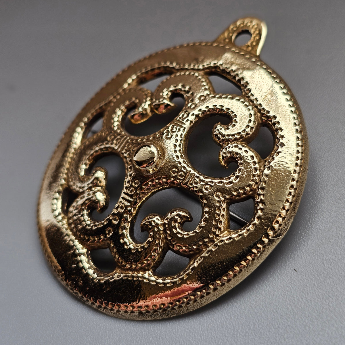 Vintage Kalevala Koru Viking Age Kurkijoen Solki Bronze Brooch Pendant