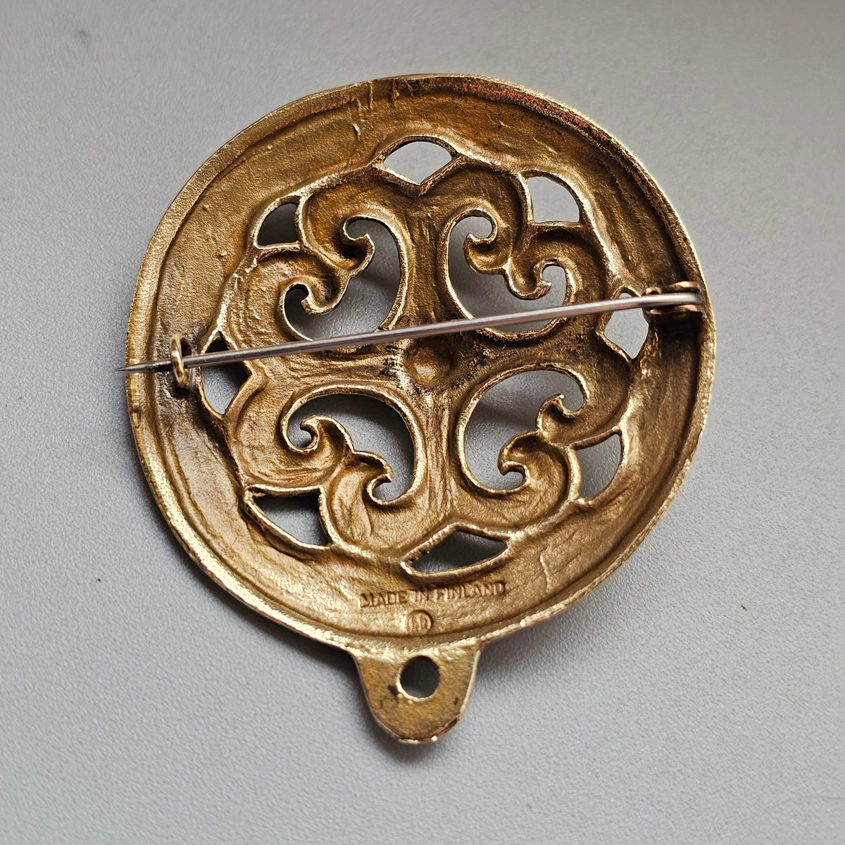 Vintage Kalevala Koru Viking Age Kurkijoen Solki Bronze Brooch Pendant