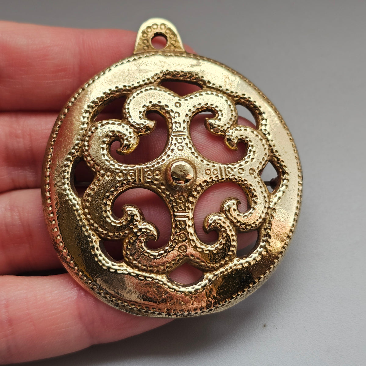 Vintage Kalevala Koru Viking Age Kurkijoen Solki Bronze Brooch Pendant