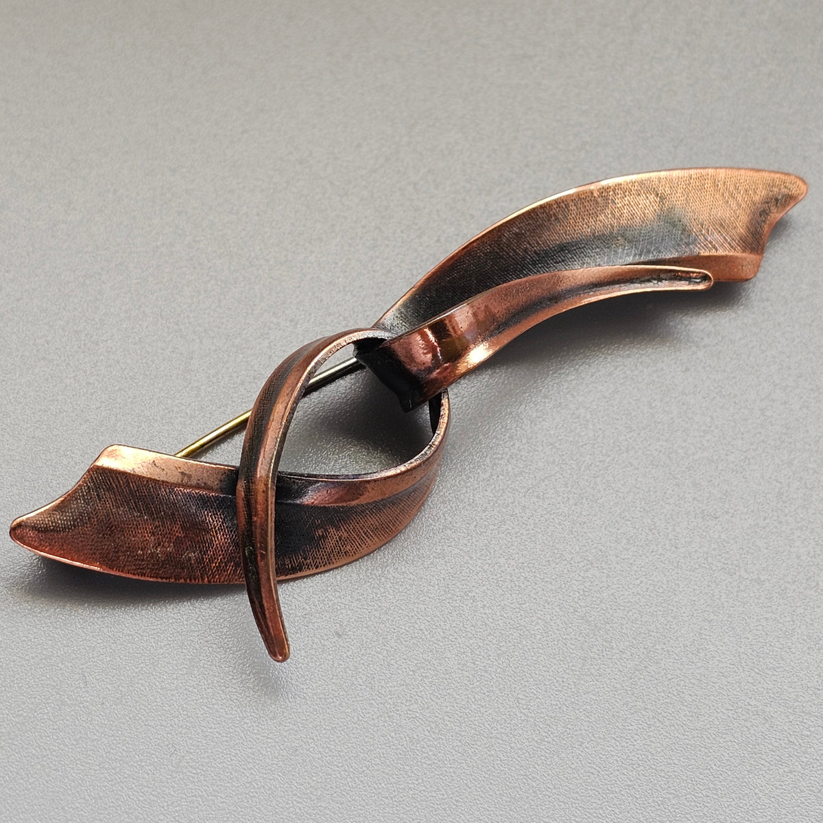Vintage 1950s Copper Modernist Abstract Brooch Mid Century