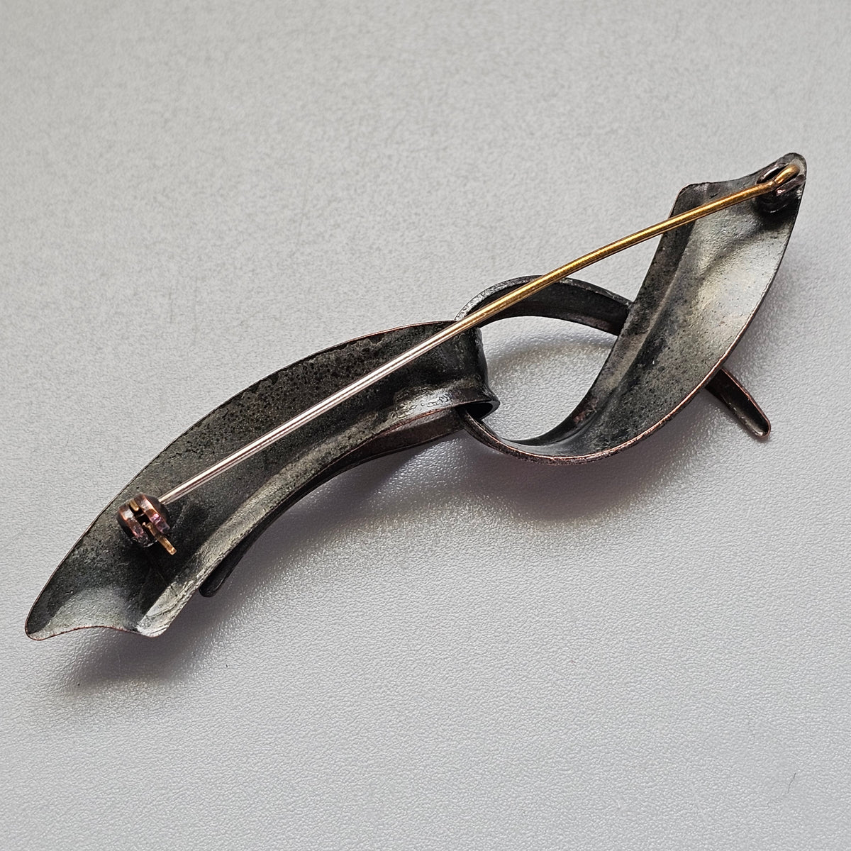 Vintage 1950s Copper Modernist Abstract Brooch Mid Century