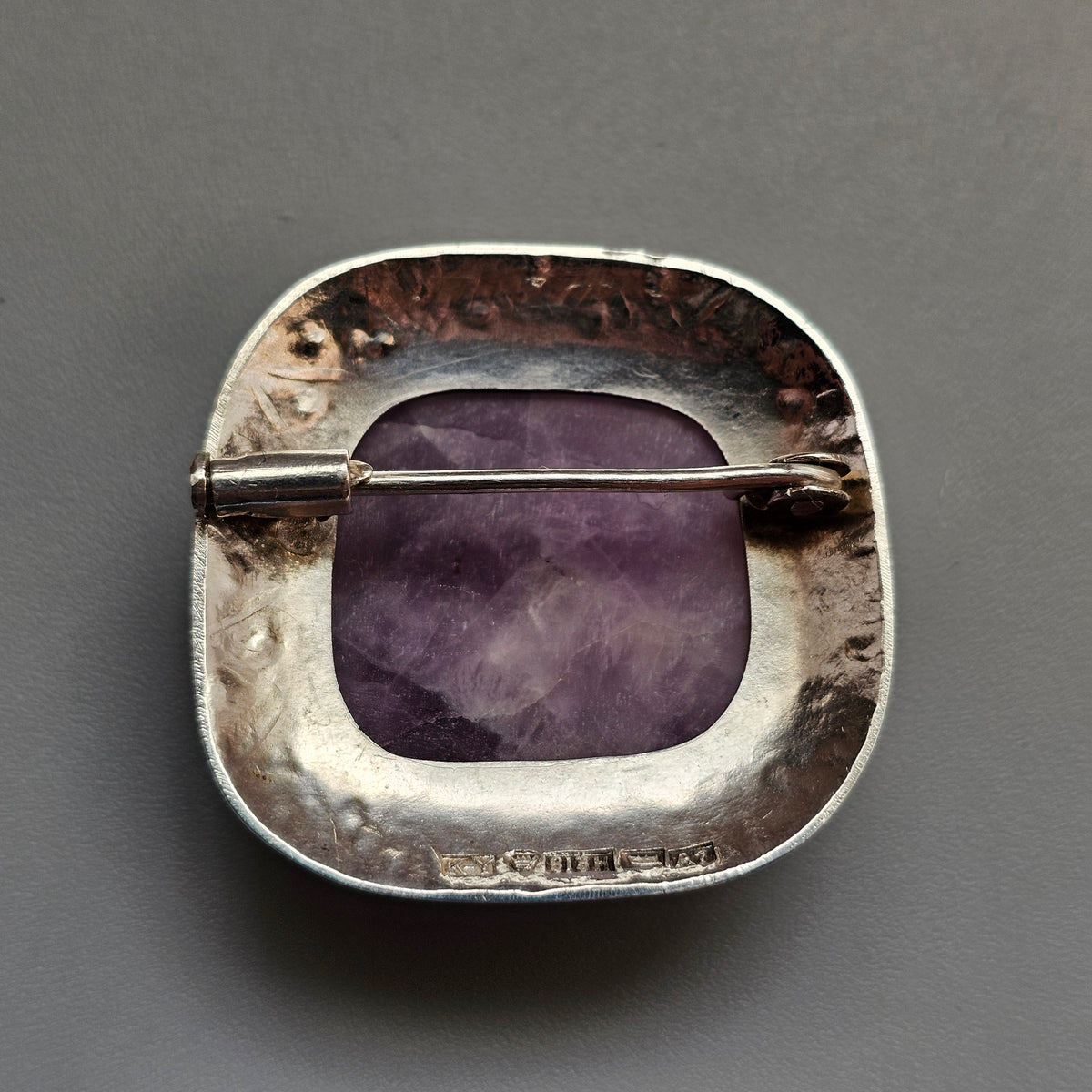 Vintage 1950s Finnish Silver Amethyst Modernist Brooch 1954