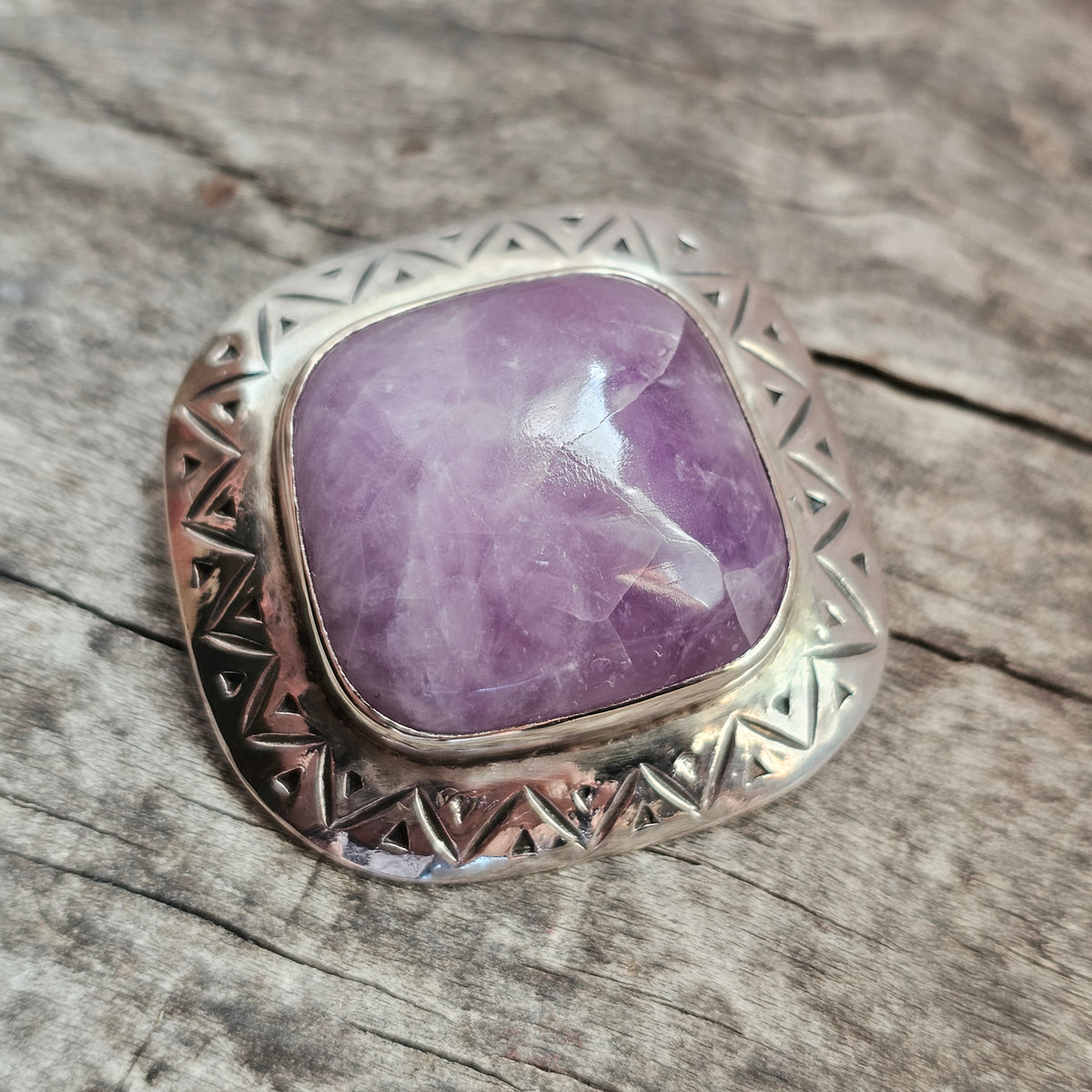 Vintage 1950s Finnish Silver Amethyst Modernist Brooch 1954