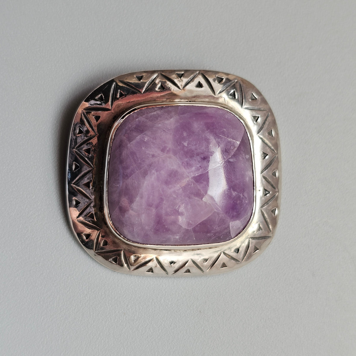 Vintage 1950s Finnish Silver Amethyst Modernist Brooch 1954