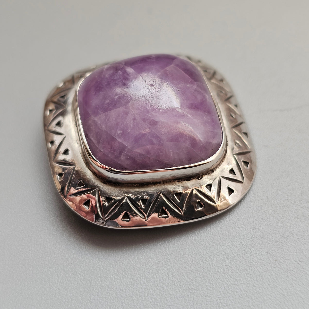 Vintage 1950s Finnish Silver Amethyst Modernist Brooch 1954