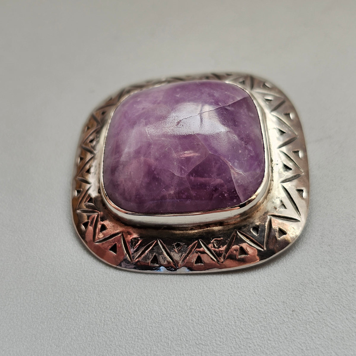Vintage 1950s Finnish Silver Amethyst Modernist Brooch 1954