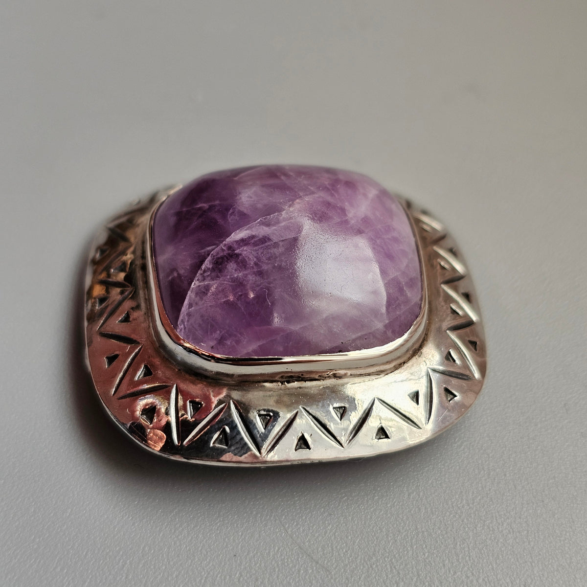 Vintage 1950s Finnish Silver Amethyst Modernist Brooch 1954