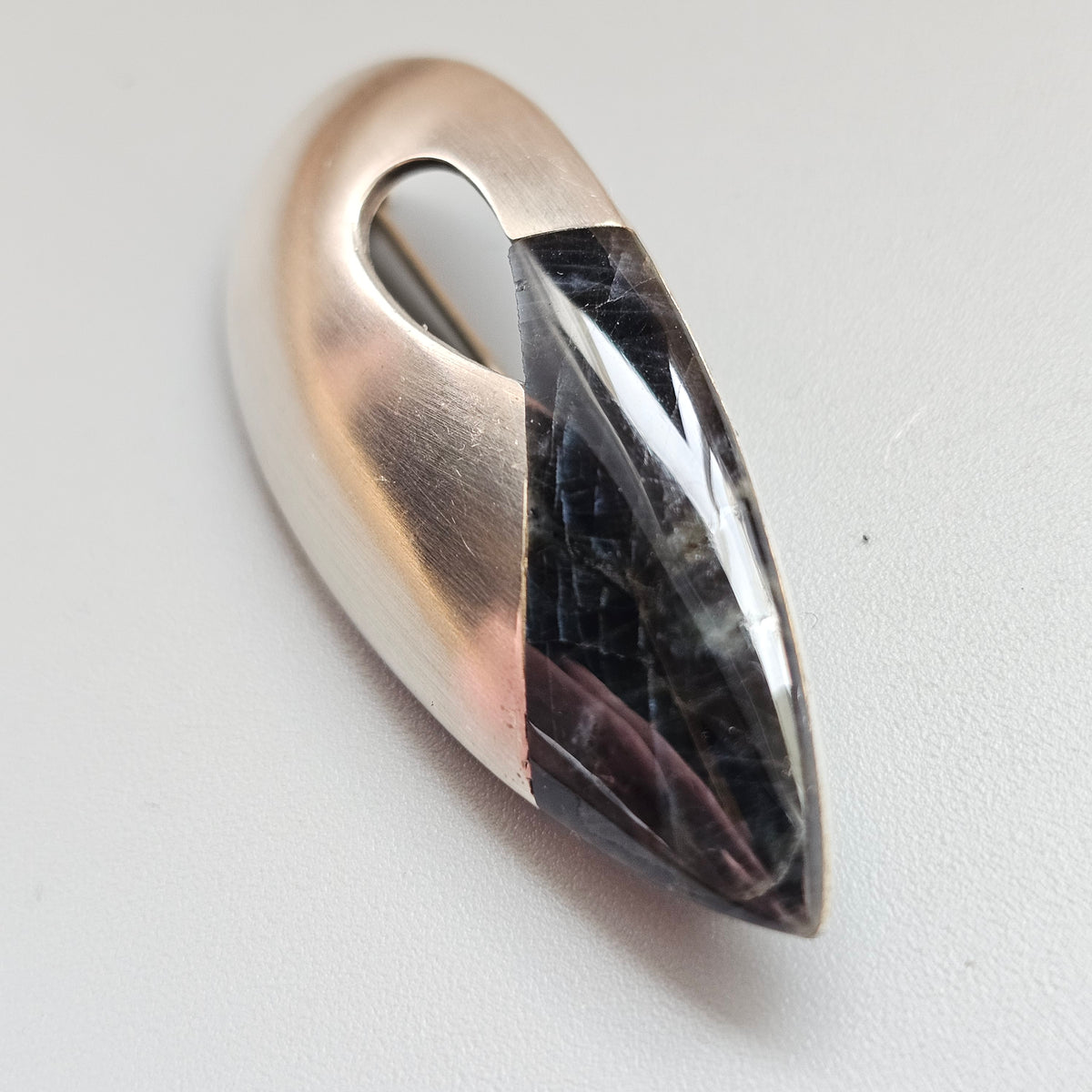 Contemporary Finnish Sterling Silver Spectrolite Avant Garde Brooch
