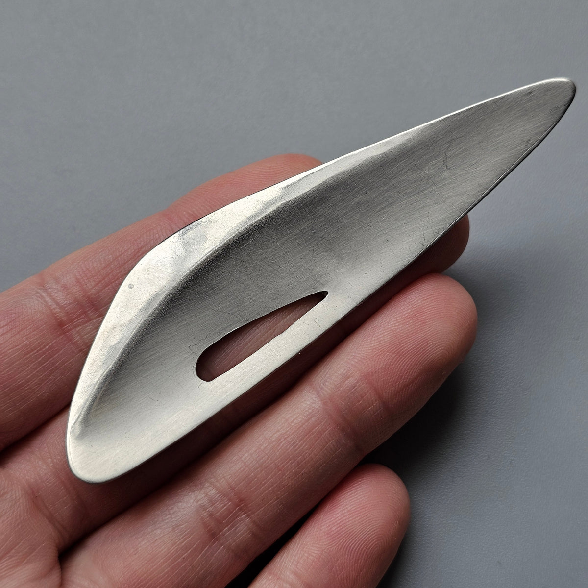 Vintage Mid Century Stainless Steel Modernist Abstract Brooch