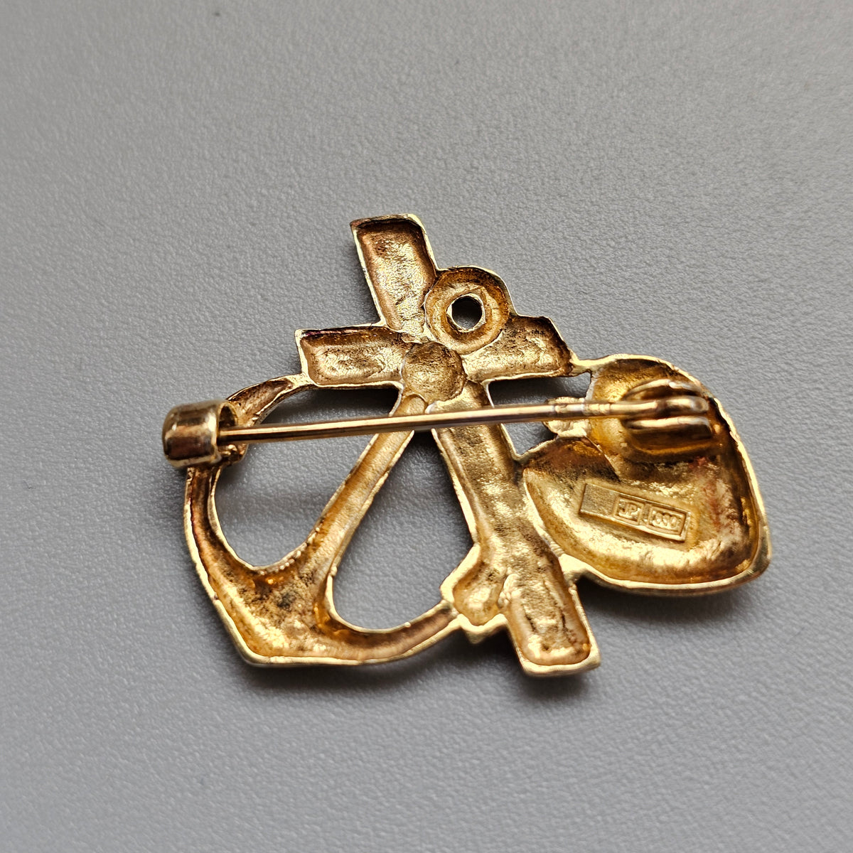 Vintage Finnish Gilt Silver Faith Hope Love Brooch