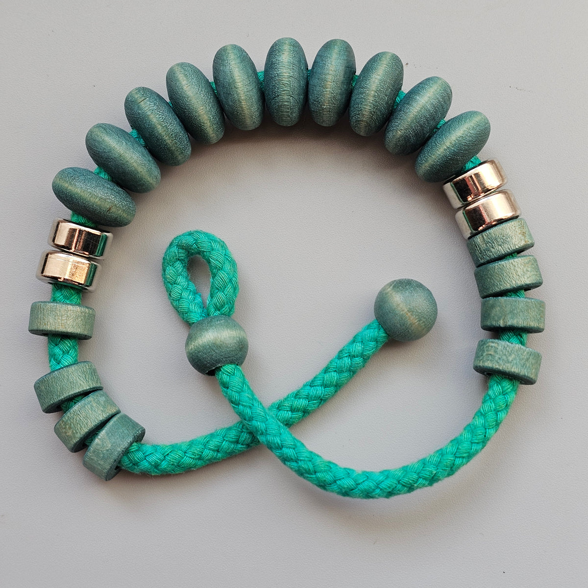 Vintage 1980s 1990s Aarikka Finland Rimini Green Wooden Beaded Necklace