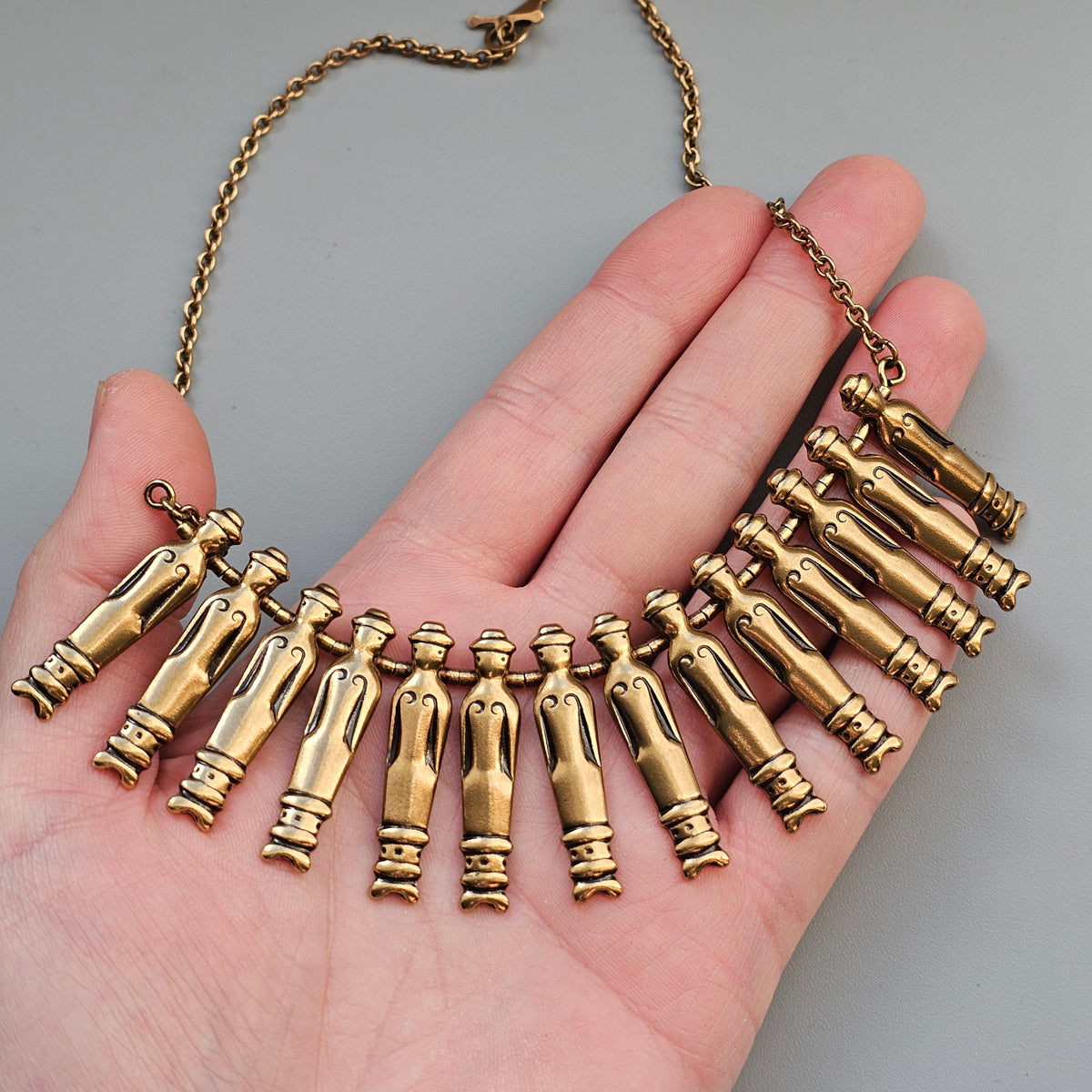 Vintage Kalevala Koru Bronze Nukkekääty Necklace Doll Chain Kirsti Ilvessalo