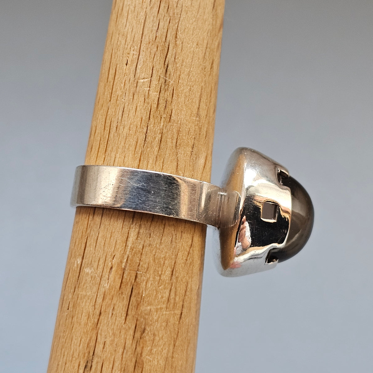 Vintage 1960s Martti Viikinniemi Finnish Silver Smoky Quartz Ring 1967